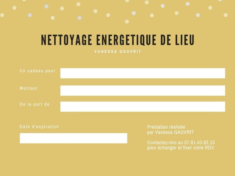Carte cadeau nettoyage énergétique de lieux 85